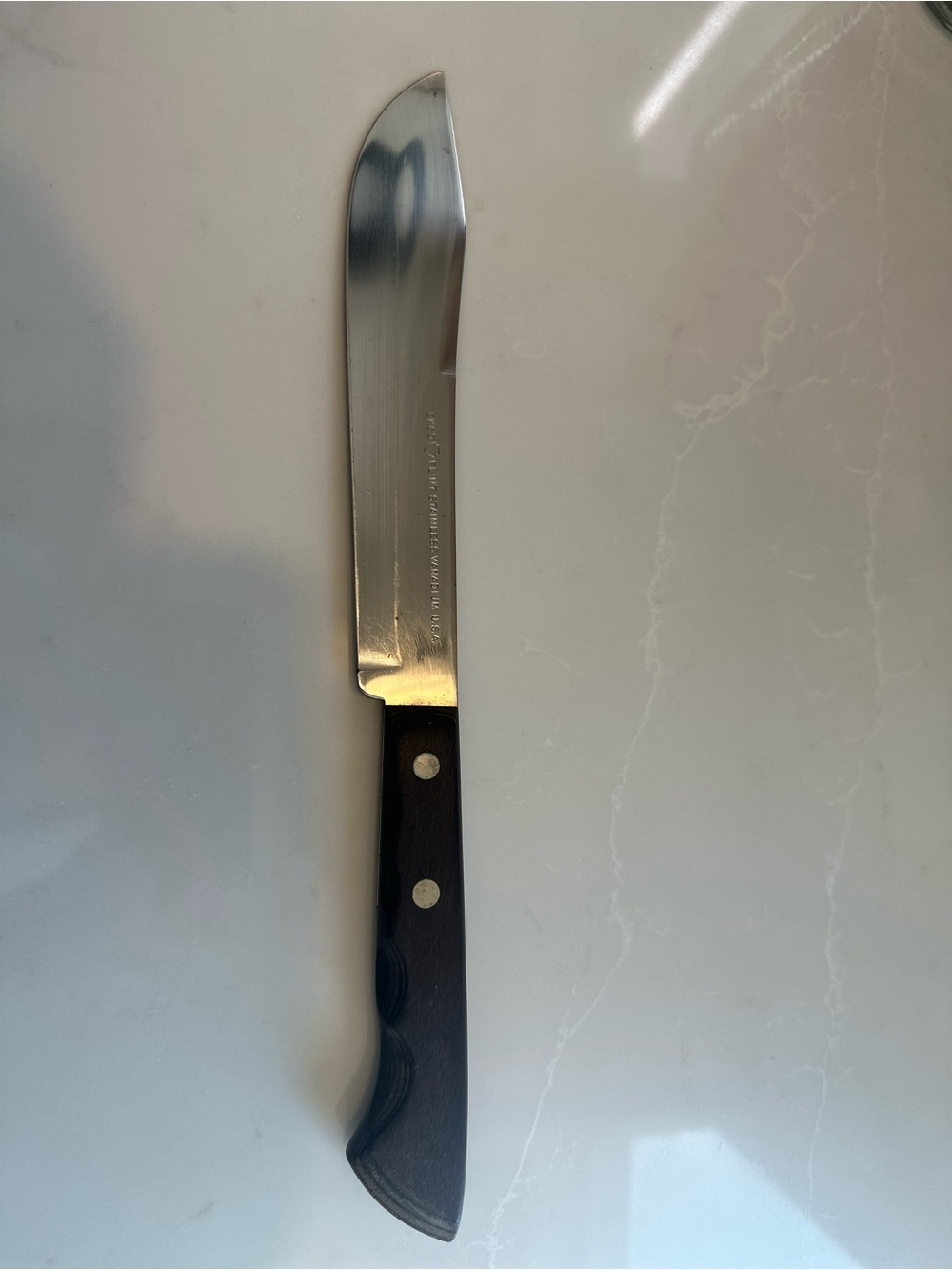EKCO FLINT Butchering Knife Stainless Steel Straight Edge 7 in Blade Wood Handle